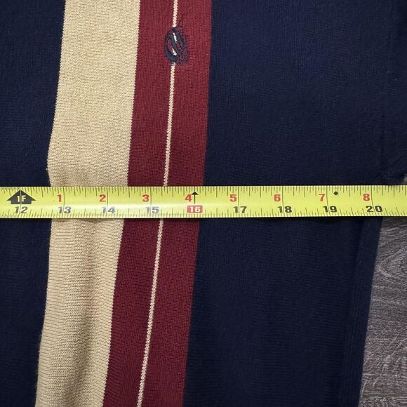 Vintage Nautica Sweater Mens Medium Navy Striped Knit Polo Rugby 100% Cotton 90s - Picture 6 of 8